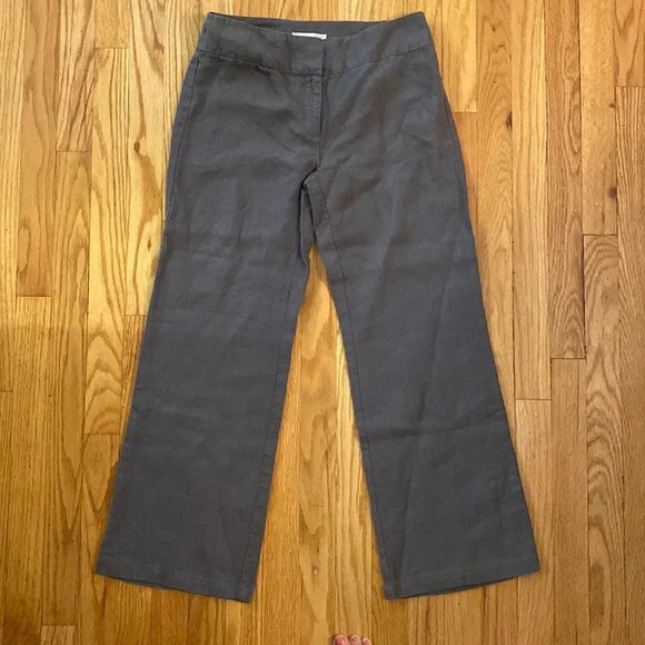 Eileen Fisher sz 6 petite linen grey pants inseam 27”, rise 9.5”, waist is 15.5” - Picture 1 of 4